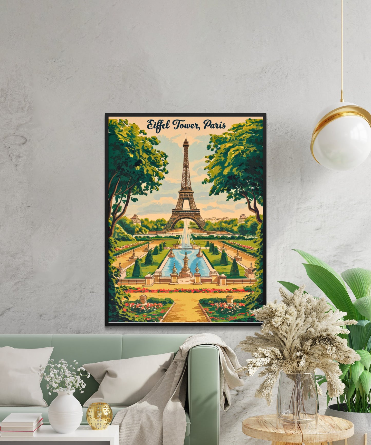 Eiffel Tower Vintage Travel Poster -Iconic Parisian Elegance