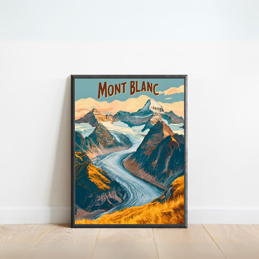 Mont Blanc Vintage Travel Poster - Highest Peak in Western Europe