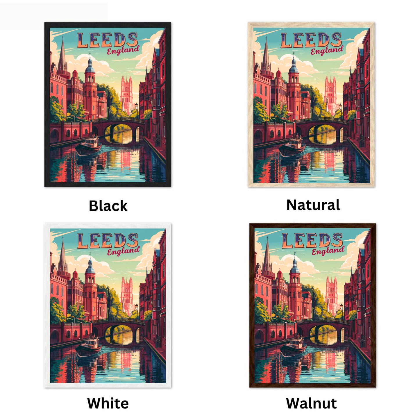 Leeds Vintage Travel Poster - Modern Skyline