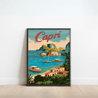 Capri Vintage Travel Poster - Timeless Mediterranean Elegance