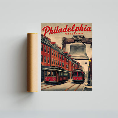 Philadelphia Vintage Travel Poster - City of Brotherly Love