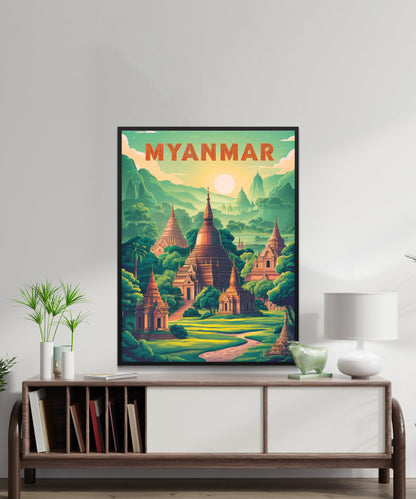 Myanmar  Vintage Travel Poster