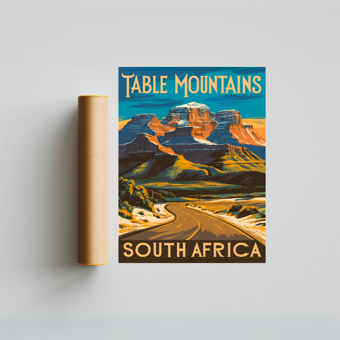 Table Mountain Vintage Travel Poster