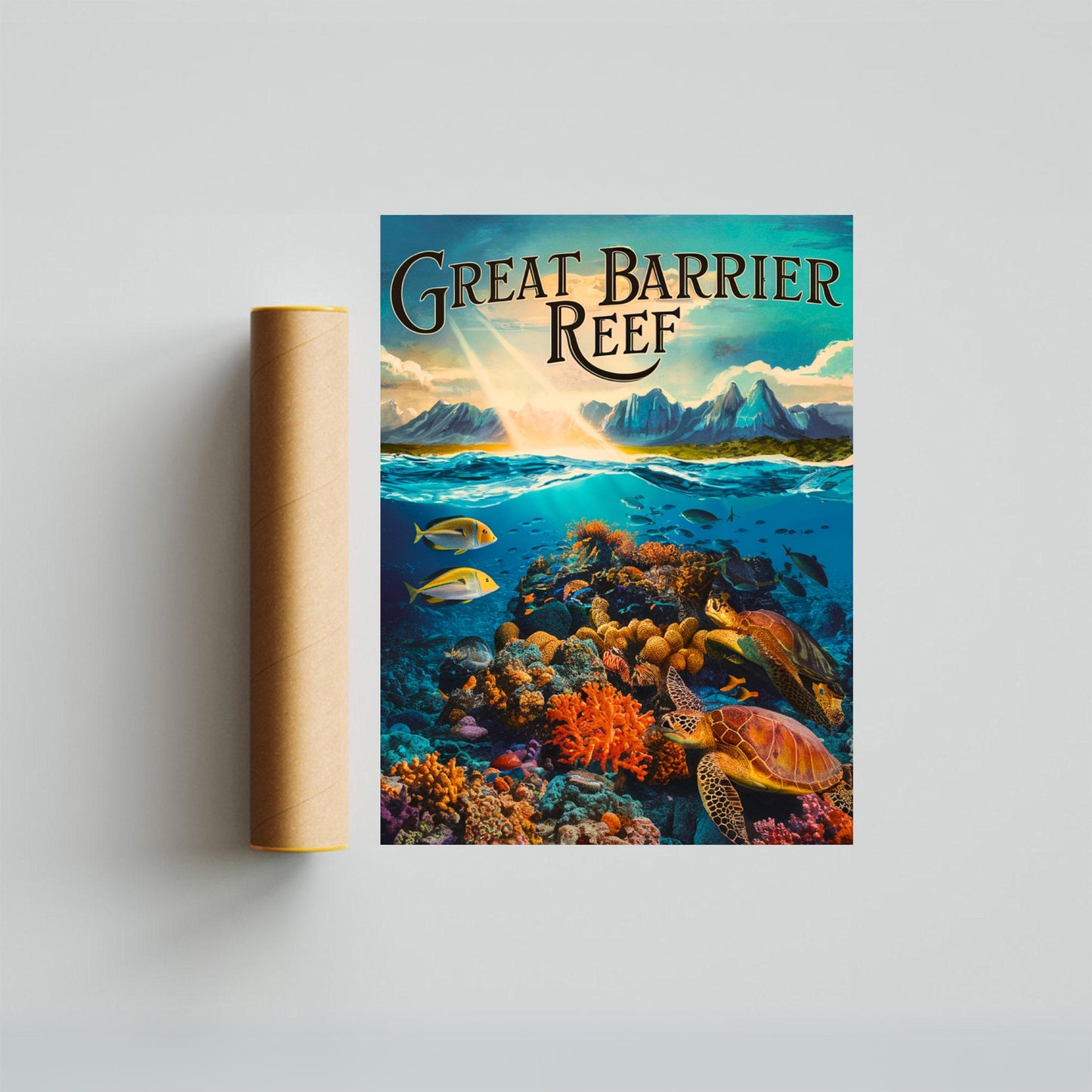 Great Barrier Reef Vintage Travel Poster