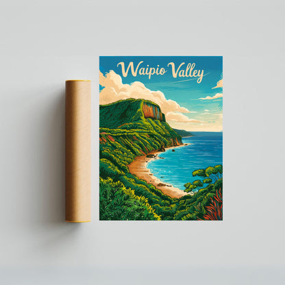 Waipio Valley Vintage Travel Poster -  Fertile Plains