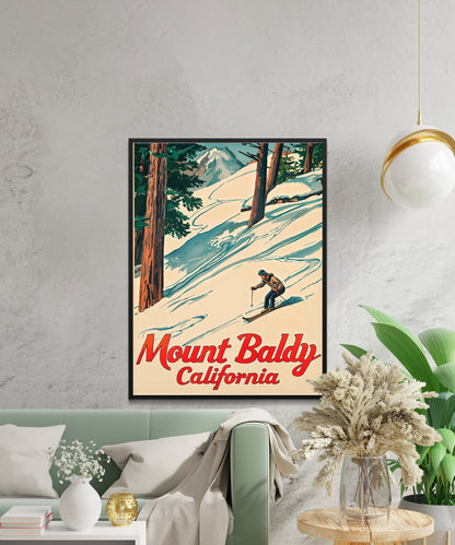 Mount Baldy Vintage Travel Poster - Scenic Peaks and Trails