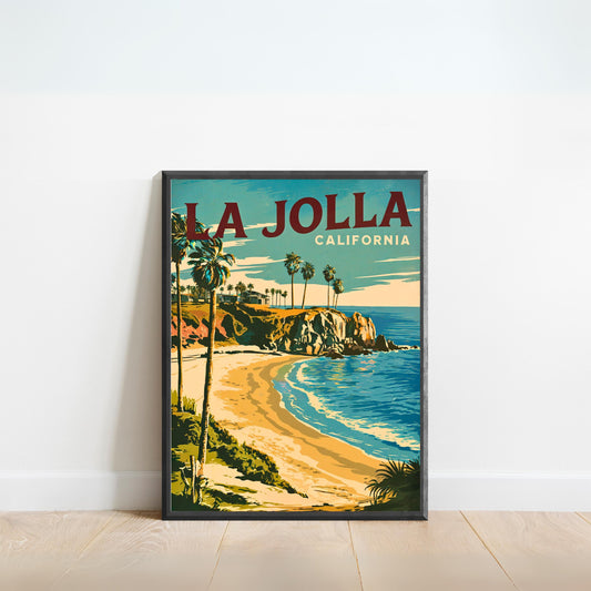 La Jolla Cove  Vintage Travel Poster - California's Pristine Shores