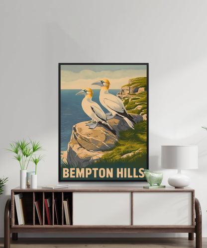 Bempton Cliffs Vintage Travel Poster - Seabird Sanctuary