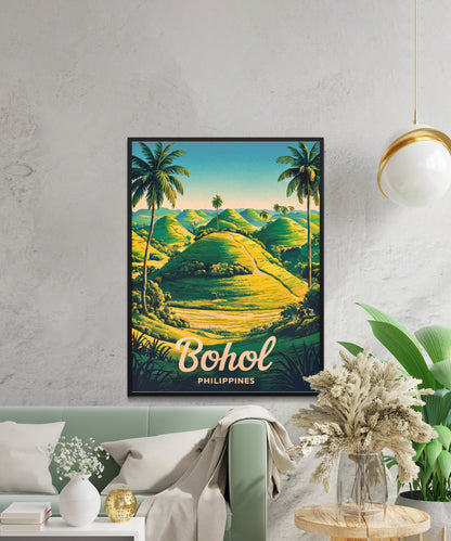 Bohol Vintage Travel Poster - Chocolate Hills