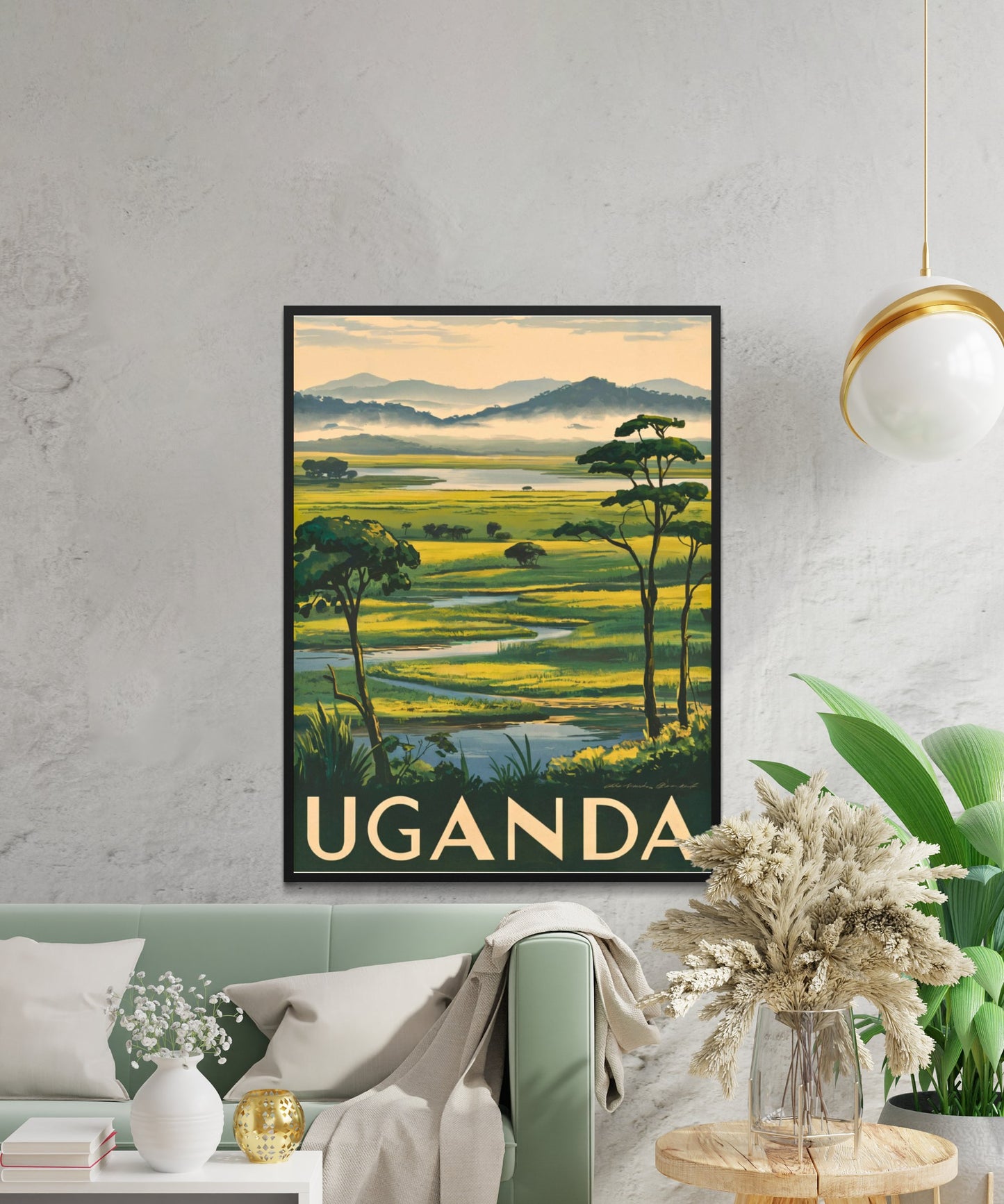 Uganda Vintage Travel Poster - Heart of the Pearl of Africa