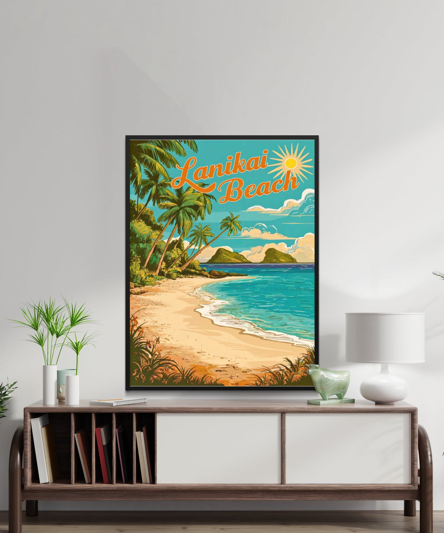 Lanikai Beach Vintage Travel Poster