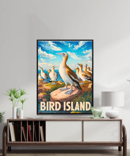 Bird Island Vintage Travel Poster - Aviary Haven