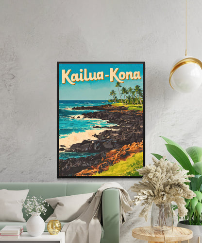 Kailua-Kona Vintage Travel Poster - Hawaiian Paradise on the Big Island