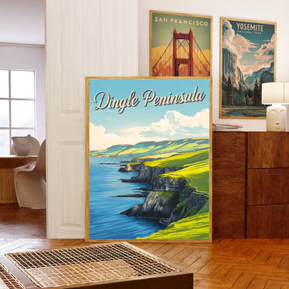 Dingle Peninsula Vintage Travel Poster - Green Spaces