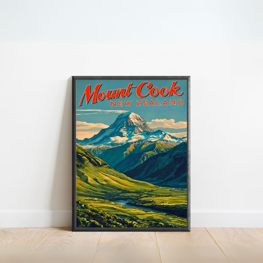 Mount Cook Vintage Travel Poster - Alpine Splendor