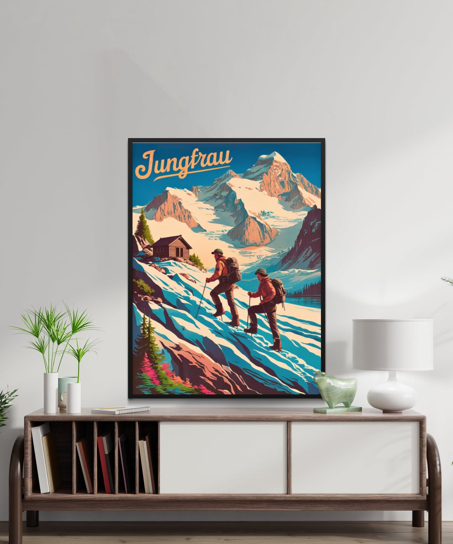 Jungfrau Vintage Travel Poster - Alpine Majesty Climbing