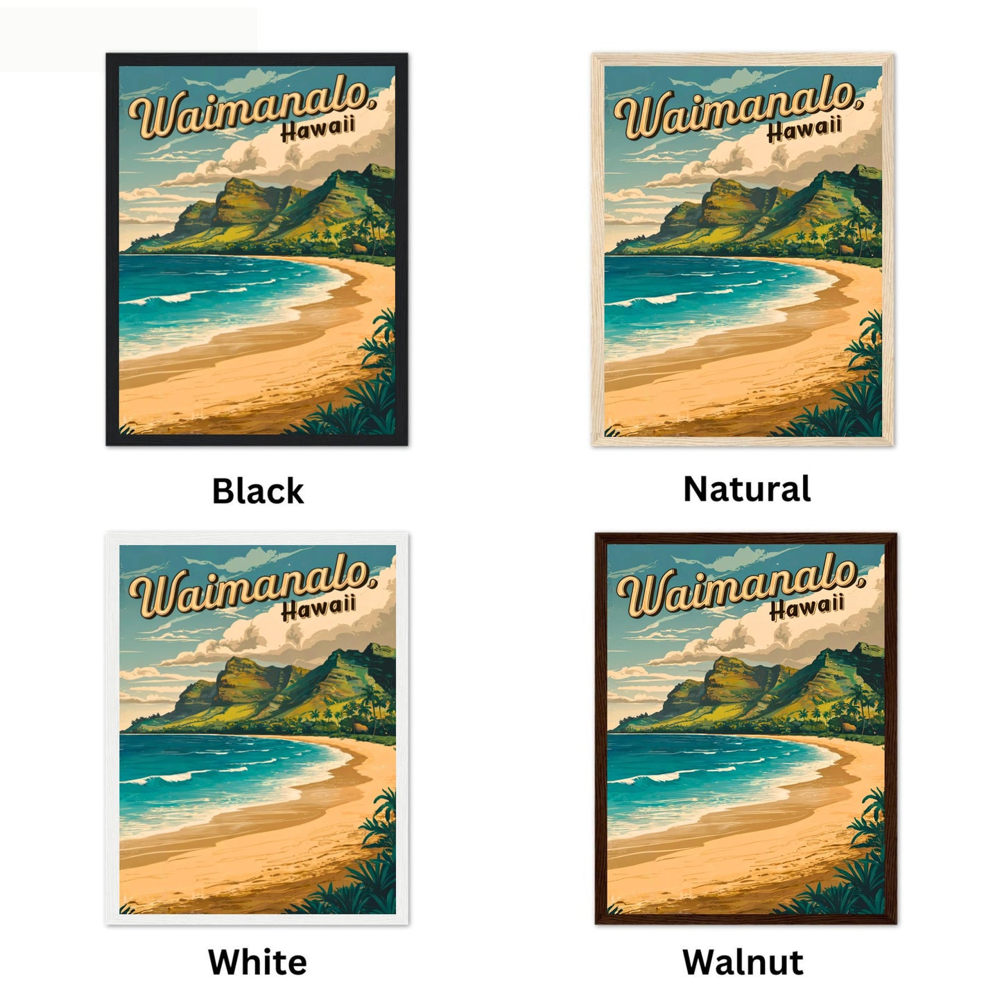 Waimanalo Vintage Travel Poster  - Timeless Shores of Oahu