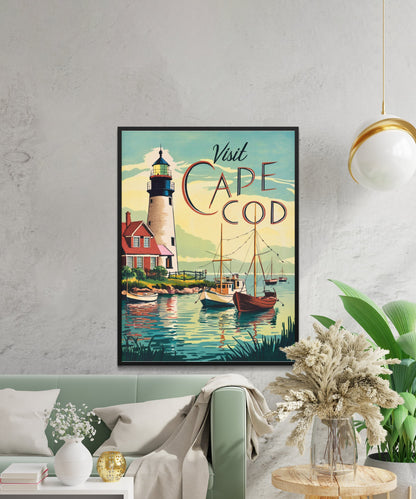 Cape Cod Vintage Travel Poster - Beachfront Beauty