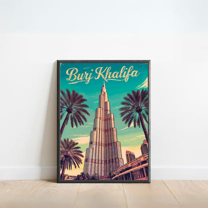 Burj Khalifa Vintage Travel Poster