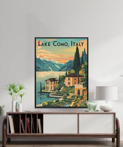 Lake Como Vintage Travel Poster - Timeless Italian Elegance