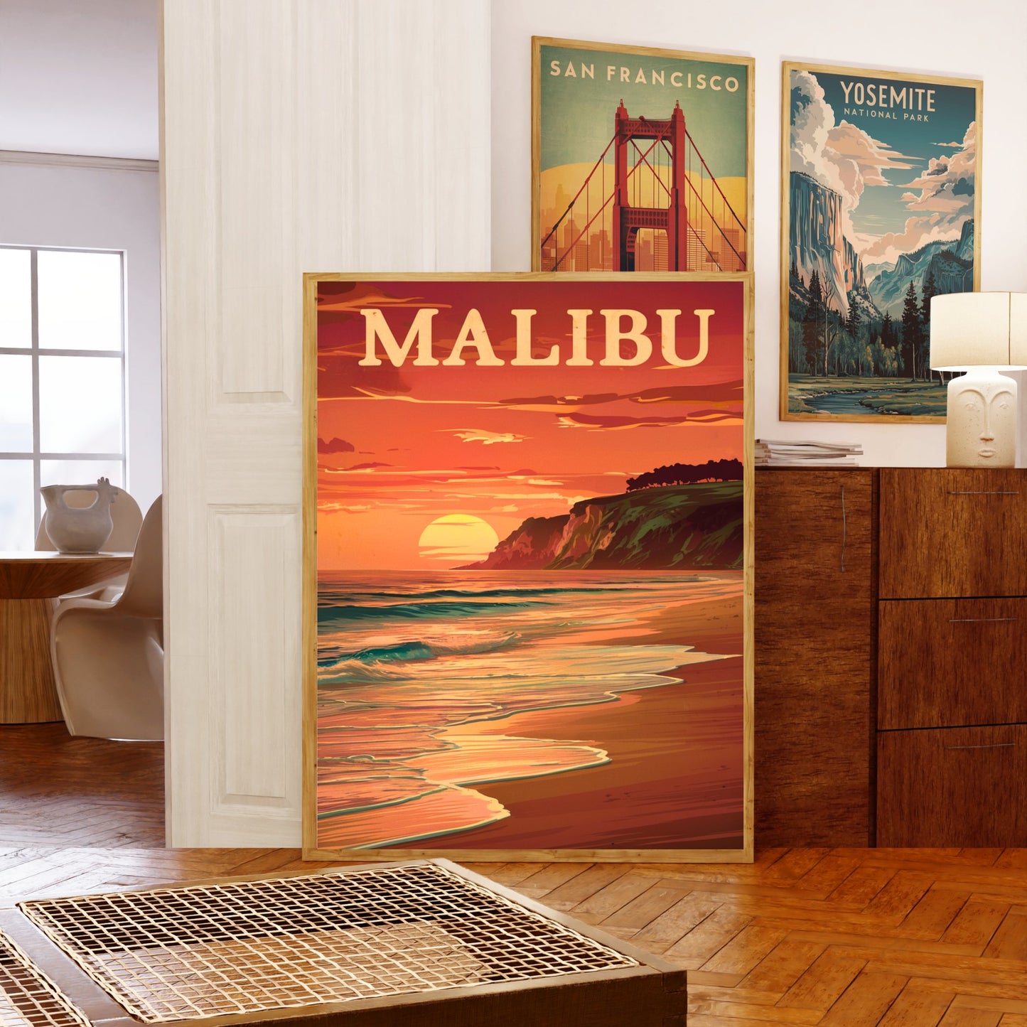 Malibu Vintage Travel Poster - Coastal Dreams