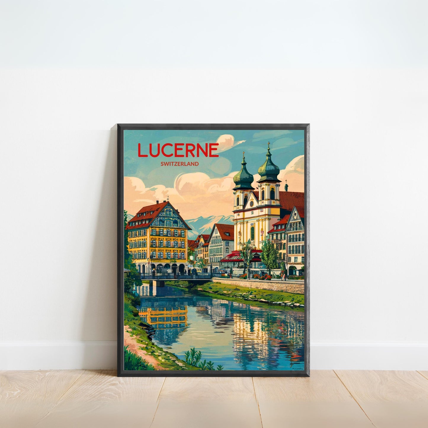 Lucerne Vintage Travel Poster - Reuss River Views