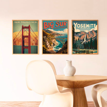 Big Sur Vintage Travel Poster - Scenic Highway and Ocean Views