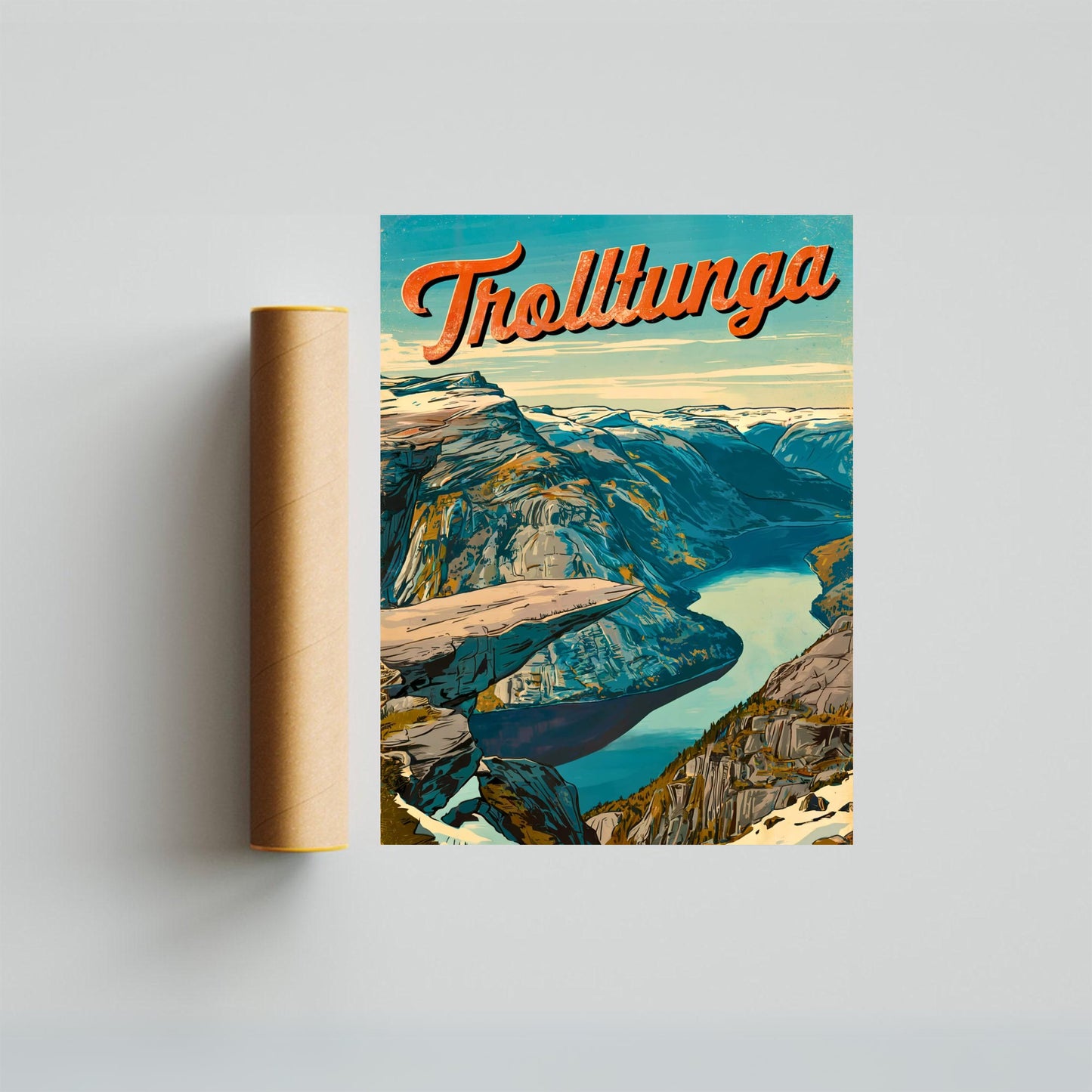 Trolltunga Vintage Travel Poster