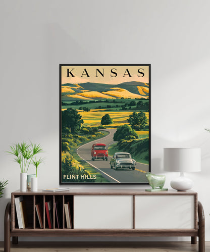 Kansas Vintage Travel Poster - Sunflower State's Scenic Charm