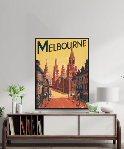 Melbourne Vintage Travel Poster - City Street