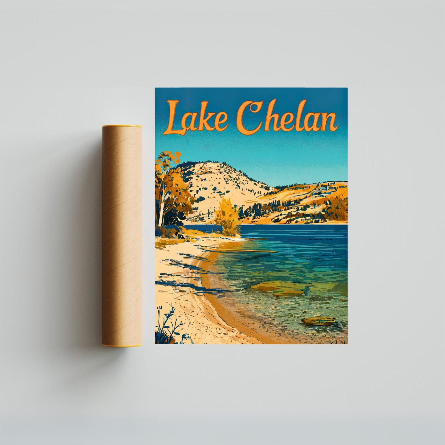 Lake Chelan Vintage Travel Poster - Serenity in the Cascades