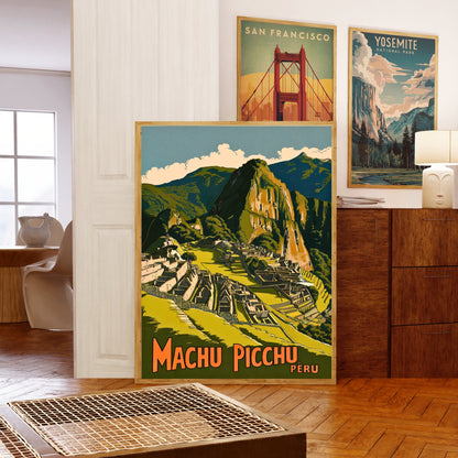 Machu Picchu Vintage Travel Poster