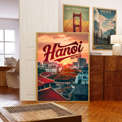 Hanoi Vintage Travel Poster