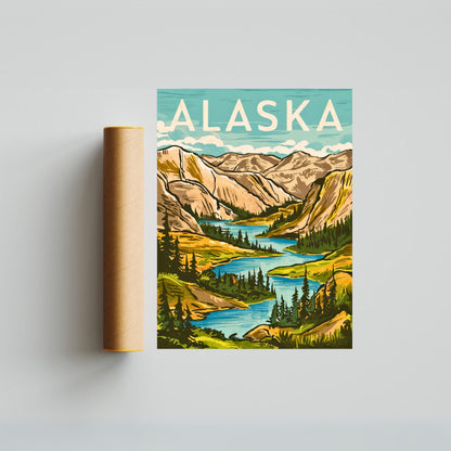 Alaska Vintage Travel Poster - Wilderness Majesty