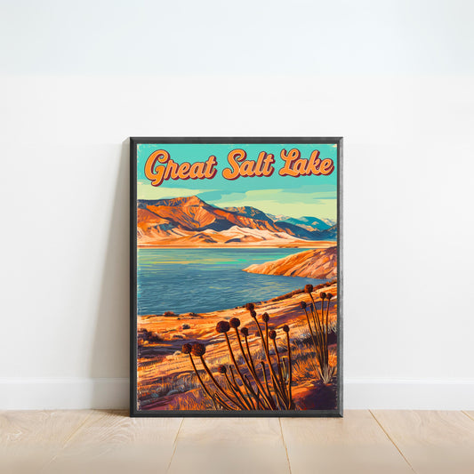 Great Salt Lake Vintage Travel Poster