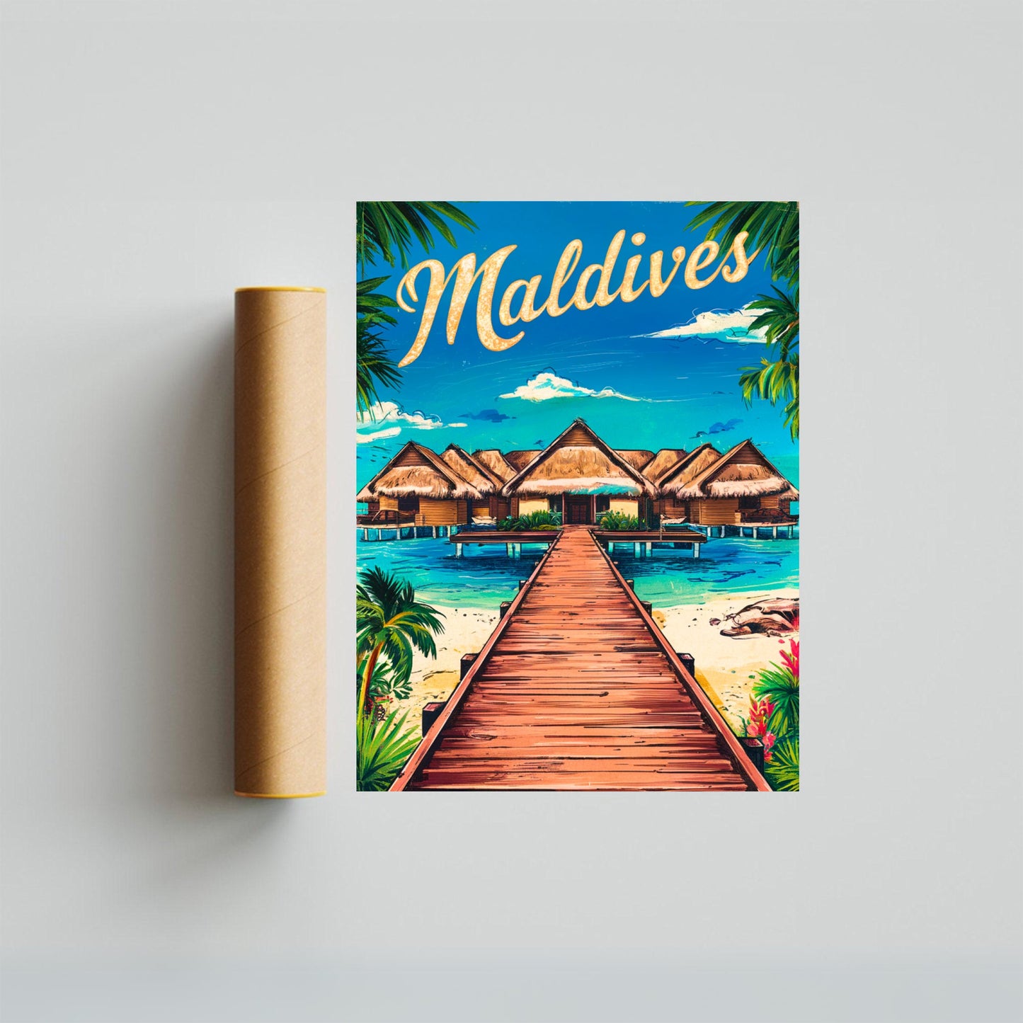 Maldives Vintage Travel Poster