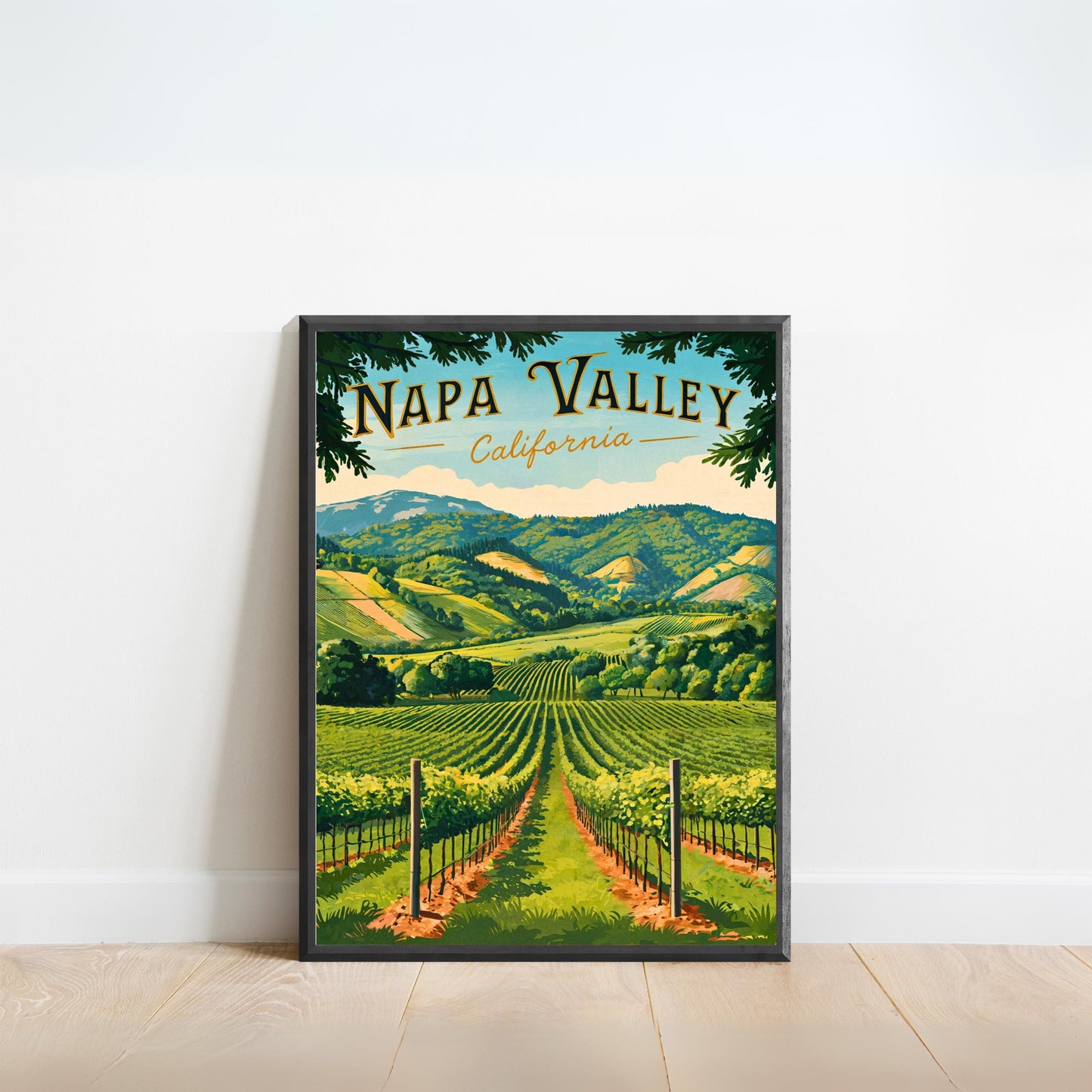 Napa Valley Vintage Travel Poster - Vineyards and Scenic Hills