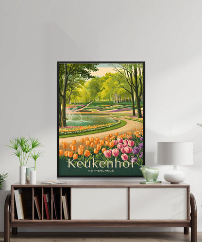 Keukenhof Lake Vintage Travel Poster