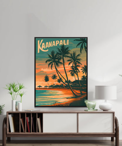 Kaanapali Beach Vintage Travel Poster - Serene Escape