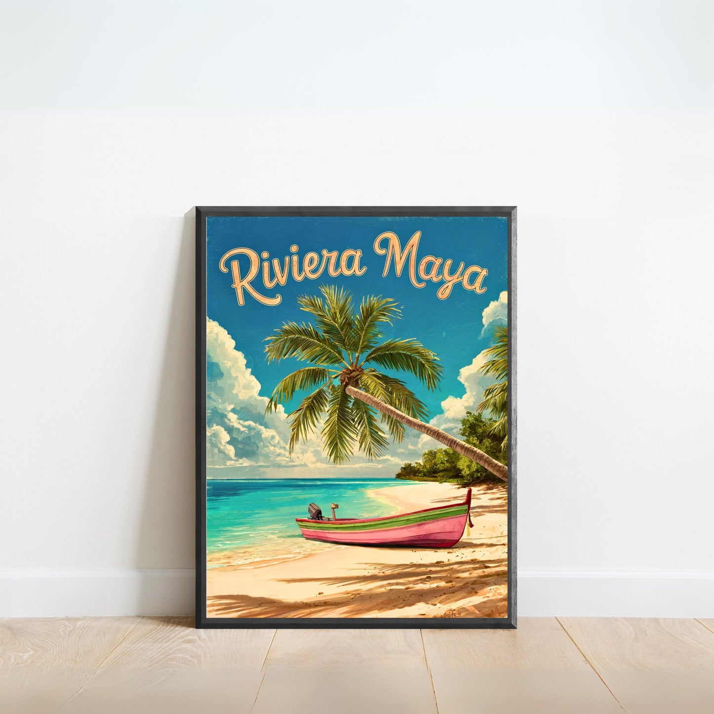 Riviera Maya Vintage Travel Poster - Mexico Paradise Island