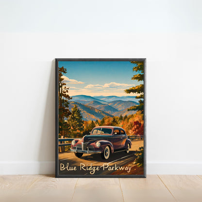 Blue Ridge Parkway Vintage Travel Poster - Scenic Mountain Drive