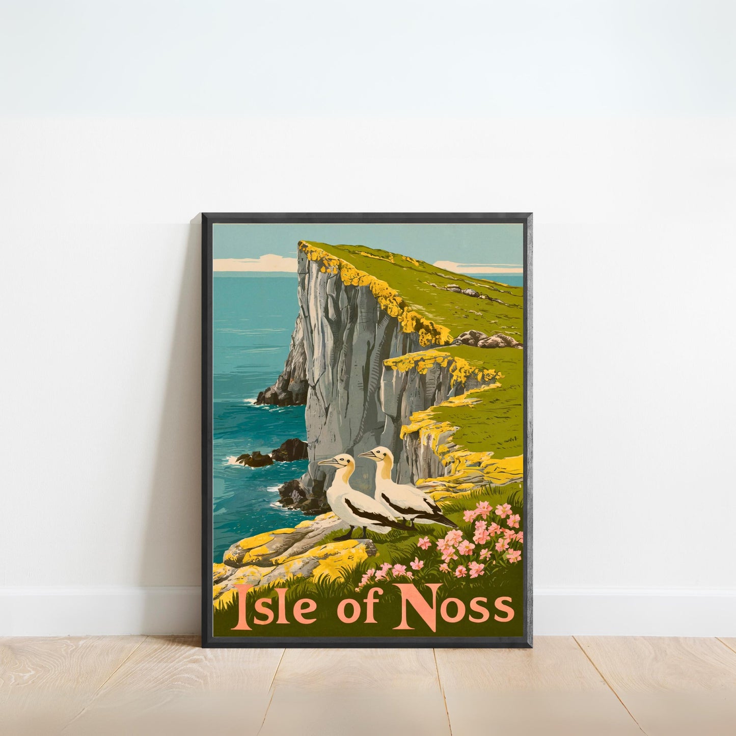 Isle of Noss Vintage Travel Poster  - Timeless Scottish Wilderness