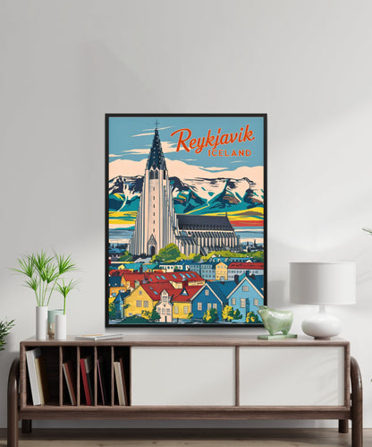 Reykjavik Vintage Travel Poster - Timeless Nordic Beauty