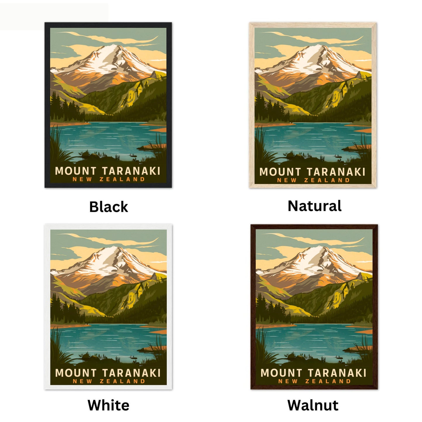 Mount Taranaki Vintage Travel Poster - Majestic Peaks