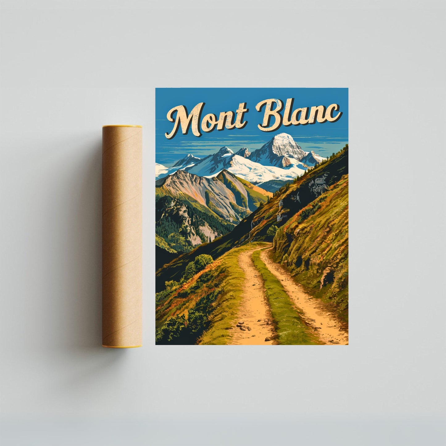 Mont Blanc Vintage Travel Poster - Glacier Wonderland