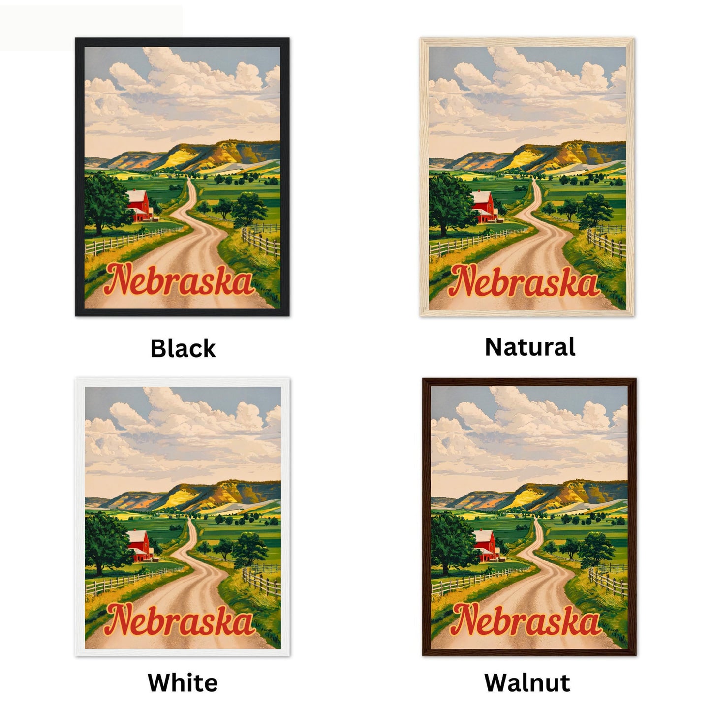 Nebraska Vintage Travel Poster - Rolling Hills and Prairie Landscapes