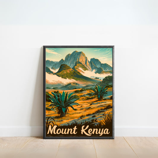 Mount Kenya Vintage Travel Poster