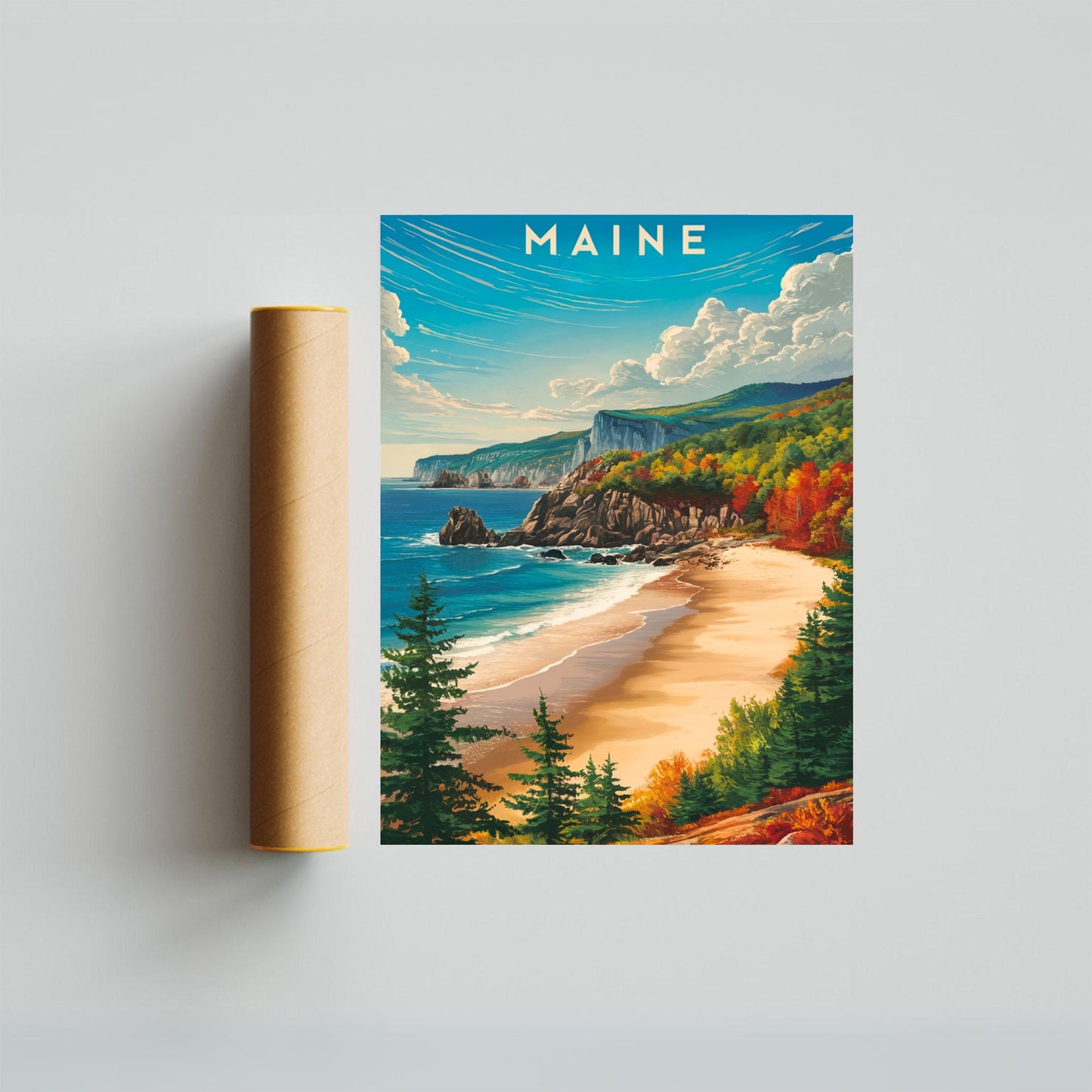 Maine Vintage Travel Poster - Scenic Coastline