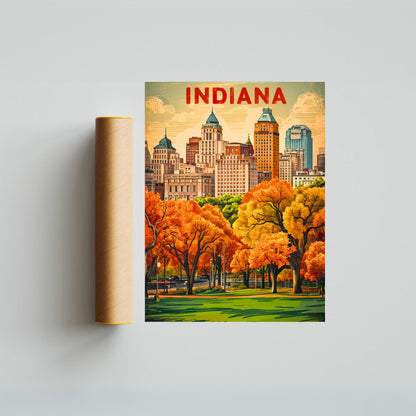 Indiana Vintage Travel Poster