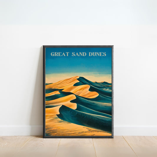 Great Sand Dunes Vintage Travel Poster - Sands and Peaks